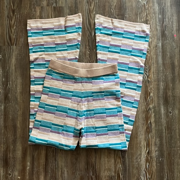 Princess Polly Multicolor Retro Spring Flare Bennett Blue Sweater Pants - Picture 3 of 4